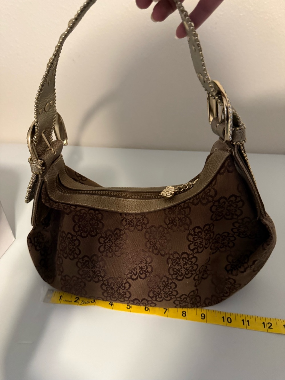 Kathy Van Zeeland Y2K Shoulder Bag Studded Brown Floral Rare Bling Bratz Baddie - Picture 16 of 16